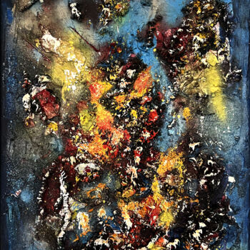 Painting titled "space" by Ahmet Mimar, Original Artwork, Acrylic Mounted on Wood Stretcher frame