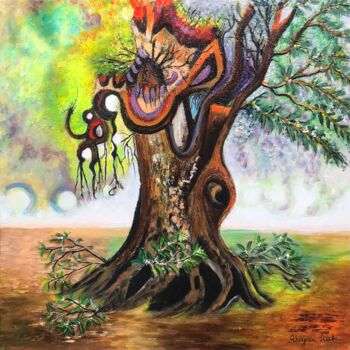 Pintura titulada "Arbre magique" por Aicha Ahayoun Tazmi, Obra de arte original, Acrílico