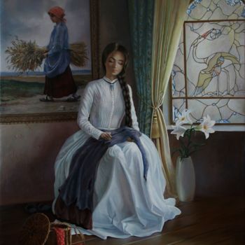Painting titled "Маленькая притча" by Ekaterina Bukuros, Original Artwork, Oil