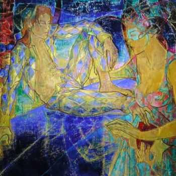 Painting titled "Intimité" by Aimé Venel, Original Artwork, Oil