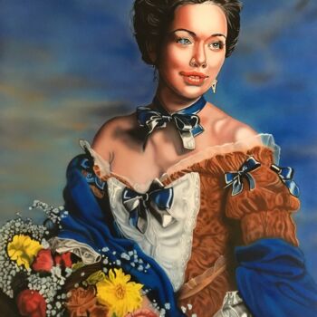 Painting titled "Bloemenmeisje" by Airbrush Art Tp, Original Artwork, Airbrush