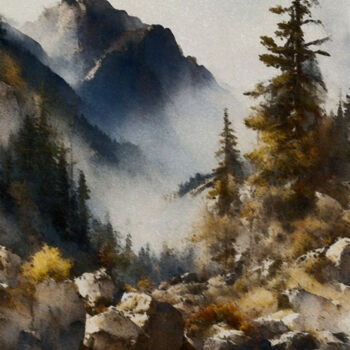 Painting titled "Beauty of the Mount…" by Aji Setiawan, Original Artwork, Watercolor