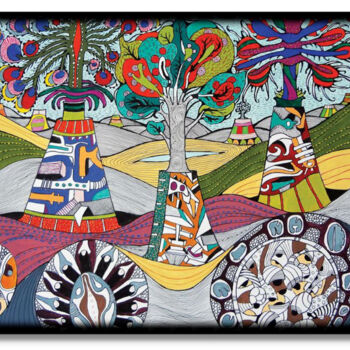 "Paisagem II" başlıklı Tablo Akasaki tarafından, Orijinal sanat, Akrilik Ahşap panel üzerine monte edilmiş
