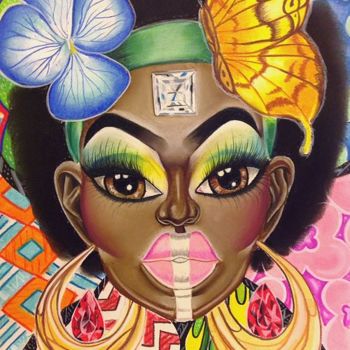 Painting titled "Nia" by Akeem Wayne, Original Artwork, Pastel