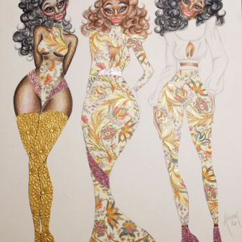 Collages titled "African Eleganza 3" by Akeem Wayne, Original Artwork, Paper