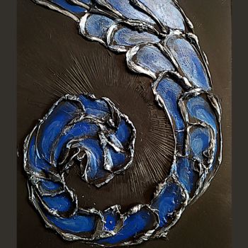 Painting titled "Blue spiral" by A.L.A, Original Artwork, Acrylic Mounted on Wood Stretcher frame