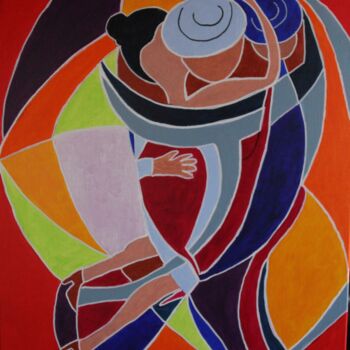 Painting titled "TANGO TANGO" by Alain Arnouil, Original Artwork, Acrylic Mounted on Wood Stretcher frame