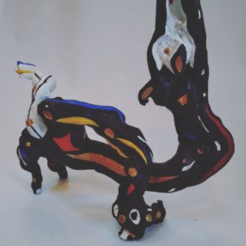 Sculpture titled "LE LOUGAROU" by Alain Baye, Original Artwork, Wood