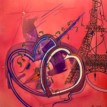 Pintura intitulada "La vie en rose" por Alain Bulle, Obras de arte originais, Acrílico Montado em Armação em madeira