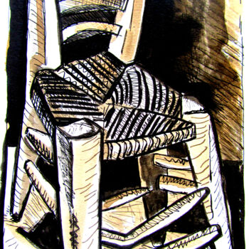 Drawing titled "LA CHAISE DE VINCEN…" by Alain Lamy, Original Artwork, Ink