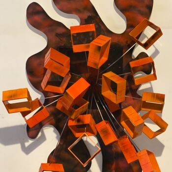 Sculpture titled "Vésuvio" by Alain Oddo, Original Artwork, Plastic Mounted on Metal