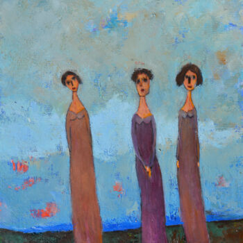 Peinture intitulée "Dames" par Alain Ponçon, Œuvre d'art originale, Huile Monté sur Châssis en bois