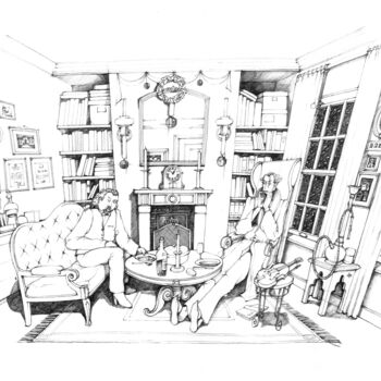 Drawing titled "Etude Sherlock Holm…" by Alain Rouschmeyer, Original Artwork, Pencil