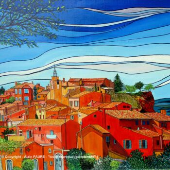 Painting titled "ROUSSILLON" by Alain Faure, Original Artwork, Acrylic Mounted on Wood Stretcher frame