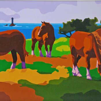 Peinture intitulée "Chevaux" par Alain Grisel, Œuvre d'art originale, Huile