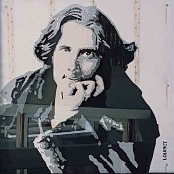 제목이 "OSCAR WILDE"인 조형물 Alain Louiset로, 원작, 페인트 스프레이 기타 단단한 패널에 장착됨