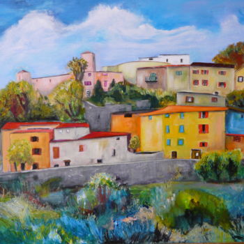 Pintura intitulada "Villages de France…" por Alain Quillon, Obras de arte originais, Acrílico