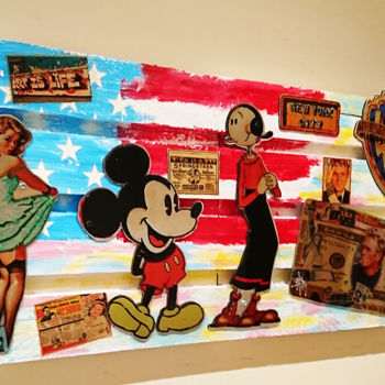 Collages getiteld "Mickey & Olive" door Alan Berg, Origineel Kunstwerk