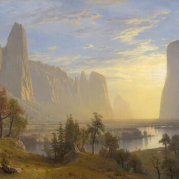 Pintura intitulada "Yosemite Valley" por Albert Bierstadt, Obras de arte originais, Óleo
