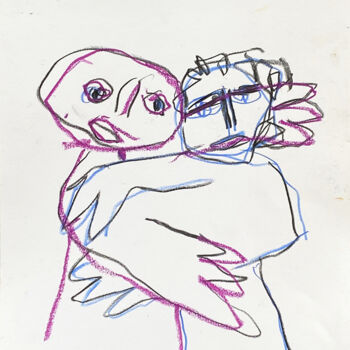 Printmaking titled "Abrazo 2.  -  Hug 2." by Albert Cruells, Original Artwork, Digital Print