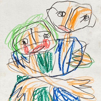 Prenten & gravures getiteld "Abrazo 1.  -  Hug 1." door Albert Cruells, Origineel Kunstwerk, Digitale afdruk