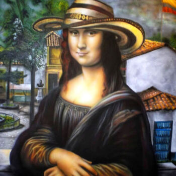 Malerei mit dem Titel "Monalisa Paisa (gio…" von Albert Riera, Original-Kunstwerk, Airbrush