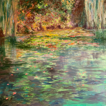 Pintura titulada "The Pond at Giverny" por Albert Safiullin, Obra de arte original, Oleo