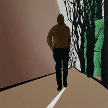 Painting titled "Walk beside death" by Alberto Battistella, Original Artwork, Acrylic Mounted on Cardboard