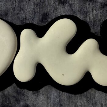 Sculpture titled "Denti" by Alberto Cabiddu, Original Artwork, Stone Mounted on Wood Panel