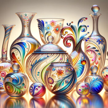 Digitale Kunst getiteld "Visions of Glass: A…" door Alberto Capitani, Origineel Kunstwerk, AI gegenereerde afbeelding