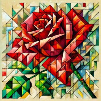 数字艺术 标题为“Geometric Cubist Ro…” 由Alberto Capitani, 原创艺术品, AI生成的图像