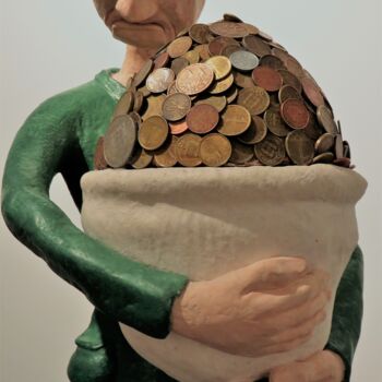 Skulptur mit dem Titel "greed" von Alberto Kissola, Original-Kunstwerk, Harz