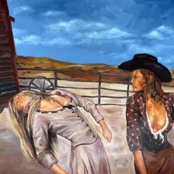 Pintura titulada "Fight between two c…" por Albina Ayhan, Obra de arte original, Oleo