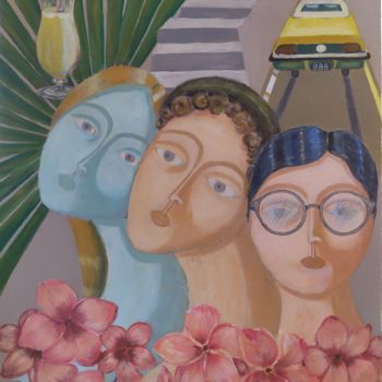 绘画 标题为“О чем думают женщины” 由Алла Звягинцева, 原创艺术品, 丙烯 安装在木质担架架上