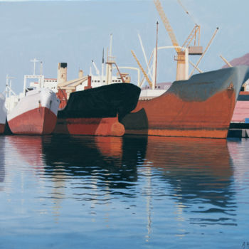 Peinture intitulée "barcos.jpg" par Alejandro Fajardo, Œuvre d'art originale
