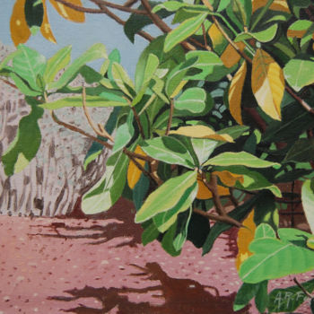 Ζωγραφική με τίτλο "hojas-verdes-y-amar…" από Alejandro Fajardo, Αυθεντικά έργα τέχνης