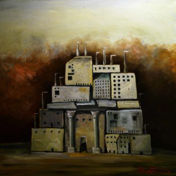 Malerei mit dem Titel "Architectural fanta…" von Aleks Voznesenskii, Original-Kunstwerk, Öl