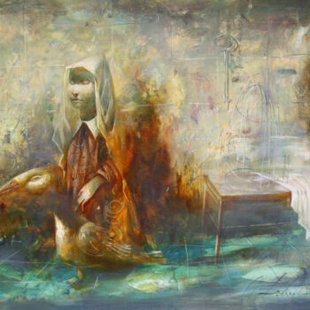 Pintura intitulada "Променад с птицей 2" por Dobrodiy Alexandr, Obras de arte originais, Óleo