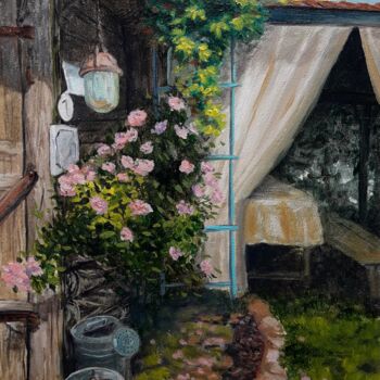 Painting titled "Gardener's Corner "…" by Aleksandr Gritsenko, Original Artwork, Oil