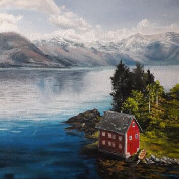 Painting titled "Fisherman's Cove "Р…" by Aleksandr Gritsenko, Original Artwork, Oil