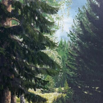 Painting titled "Clearing in the for…" by Aleksandr Gritsenko, Original Artwork, Oil