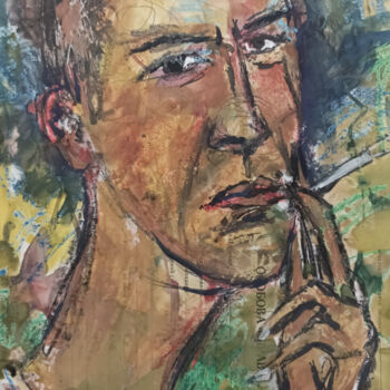 绘画 标题为“Автопортрет с сигар…” 由Александр Ипатьев, 原创艺术品, 水粉