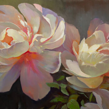 Pintura intitulada "The Peonies XL" por Aleksandr Jero, Obras de arte originais, Óleo