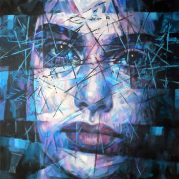 Картина под названием "BLUE  PORTRAIT" - Aleksandr Ilichev, Подлинное произведение искусства, Акрил