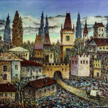 Картина под названием "Пряничный город" - Александр Макаров, Подлинное произведение искусства, Масло