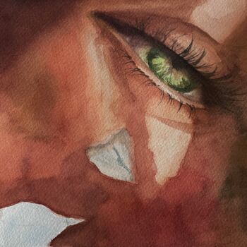 Painting titled "Depth of eyes" by Aleksandra Antonova, Original Artwork, Watercolor