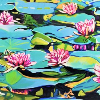 Schilderij getiteld "XXXL Water Lilies /…" door Alexandra Djokic, Origineel Kunstwerk, Acryl