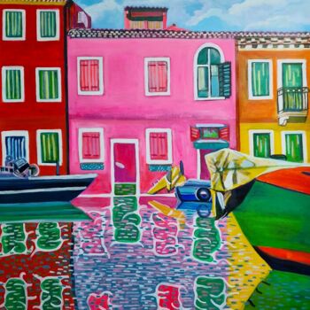 Peinture intitulée "Venice ( Burano )" par Alexandra Djokic, Œuvre d'art originale, Acrylique