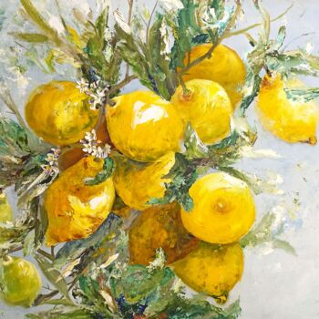 Malerei mit dem Titel "Lemon tree painting…" von Aleksandra Portenko, Original-Kunstwerk, Öl