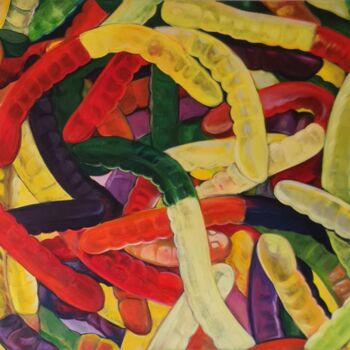 Ζωγραφική με τίτλο "Worms" από Aleksandra Romanova, Αυθεντικά έργα τέχνης, Ακρυλικό
